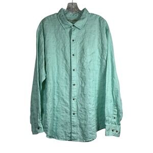 Caribbean Sz XL Men's Linen LS Woven Shirt Lt Green Cabbage Roundtree & Yorke